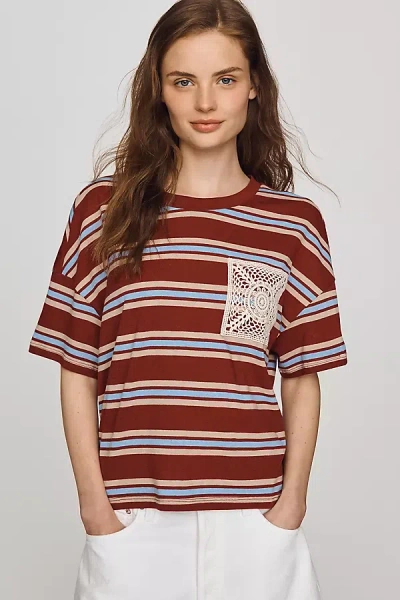 Pilcro Crochet Pocket Tee In Pink