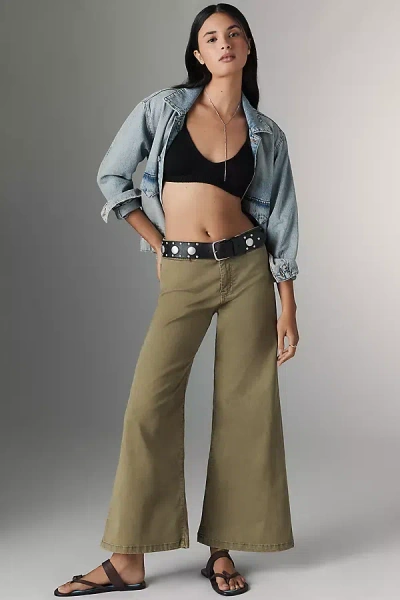 Pilcro Crop Wide-leg Pants In Green