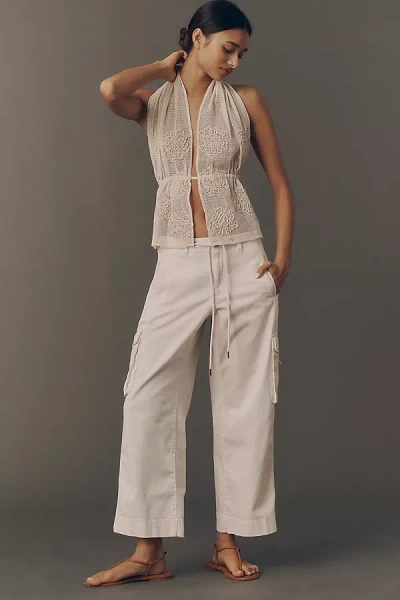 Pilcro Crop Wide-leg Cargo Pants In White