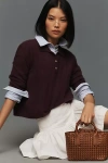 Pilcro Cropped Polo Cashmere Sweater In Purple