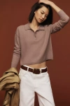 Pilcro Cropped Polo Cashmere Sweater In Purple