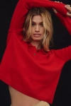 Pilcro Cropped Polo Cashmere Sweater In Red