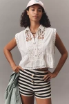 Pilcro Cropped Swing Blouse In White