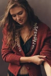 Pilcro Crystal V-neck Cardigan Sweater In Burgundy