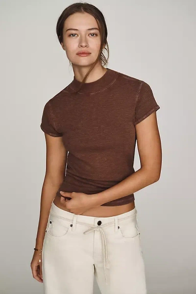 Pilcro Cyris Cotton Modal Turtleneck Tee In Brown