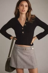 Pilcro Deep-v-neck Button-front Sweater In Black