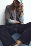 Pilcro Deep-v-neck Button-front Sweater In Blue