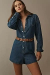 Pilcro Denim Buttondown Romper In Blue