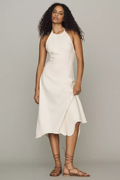 Pilcro Denim Halter Hanky Hem Midi Dress In White
