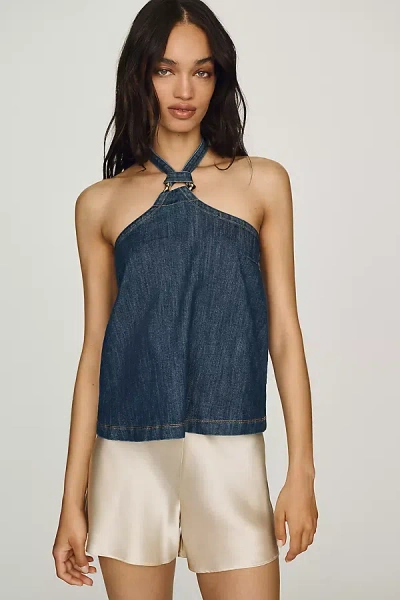 Pilcro Denim Halter Top In Blue