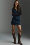 Pilcro Denim Knit Zip-up Mini Dress In Blue