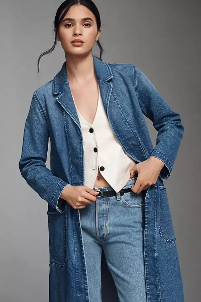 Pilcro Denim Longline Jacket In Blue
