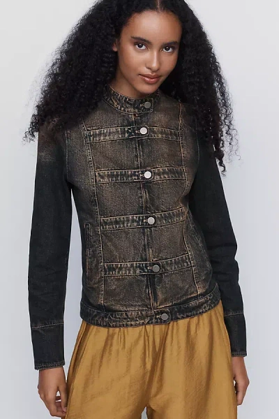 Pilcro Denim Military Jacket In Multi