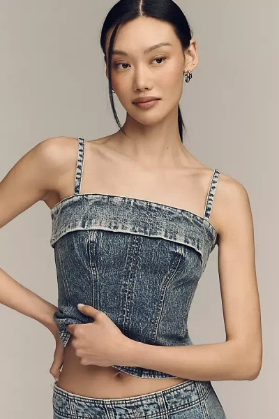 Pilcro Denim Paneled Top In Gray