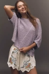 Pilcro Distressed Asymmetrical Open-stitch Sweater