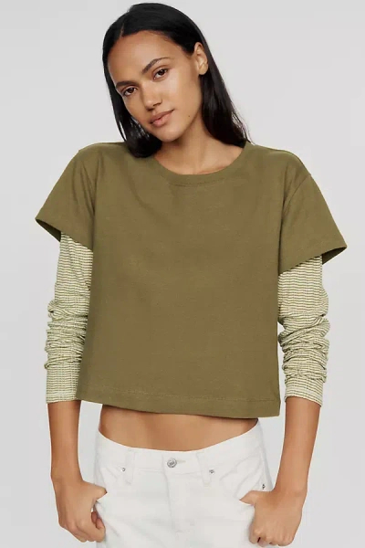 Pilcro Double Layered Long-sleeve T-shirt In Green