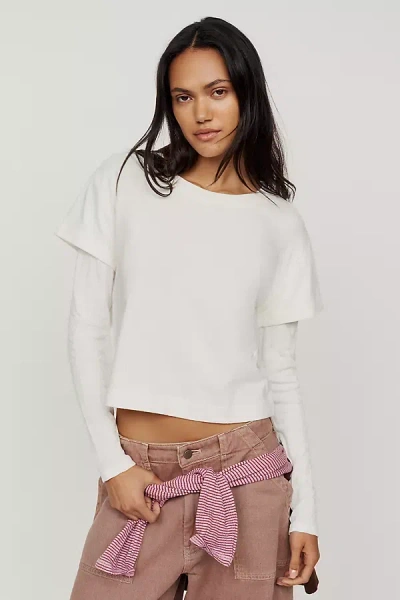 Pilcro Double Layered Long-sleeve T-shirt In White