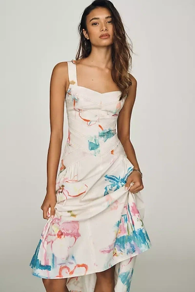 Pilcro Drop Waist Midi Dress In White