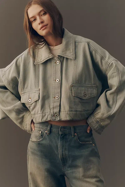 Pilcro East-west Cropped Denim Jacket In Blue