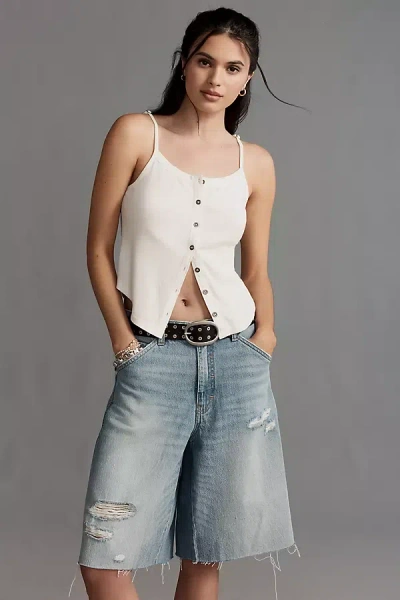 Pilcro Elastic-back Denim Bermuda Shorts
