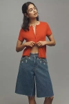 Pilcro Elastic-back Denim Bermuda Shorts
