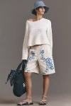 Pilcro Embroidered Pull-on Bermuda Shorts In Multicolor