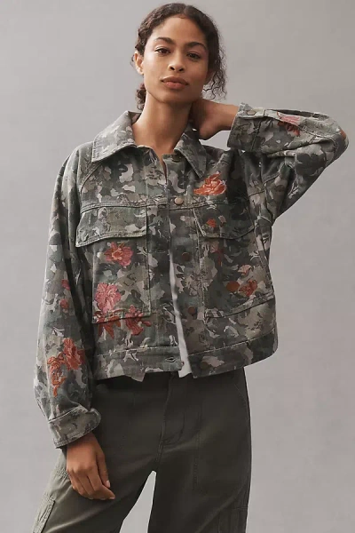 Pilcro Embroidered Utility Jacket In Gray