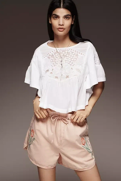 Pilcro Embroidered Woven Shorts In Pink