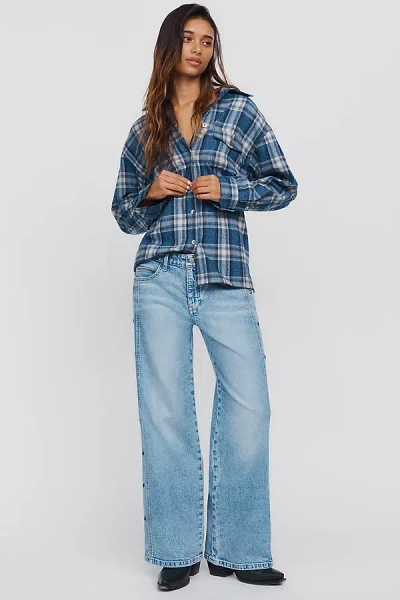 Pilcro Esme Mid-rise Wide-leg Grommet Jeans In Animal Print