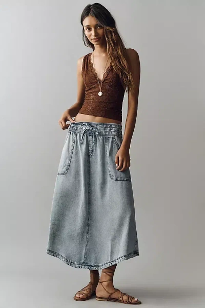 Pilcro Essential Beach Pull-on Midi Skirt In Blue