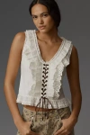 Pilcro Eyelet Ruffle Tank Top In White