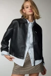 Pilcro Faux Leather Crop Moto Jacket In Black