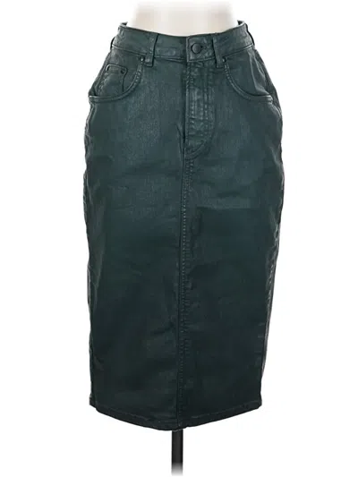 Pre-owned Pilcro Faux Leather Skirt In Green