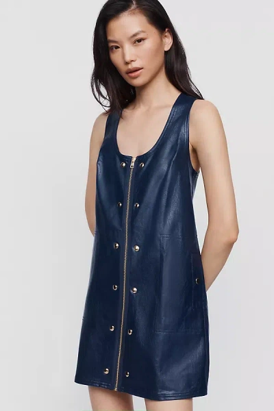 Pilcro Faux Leather Studded Mini Dress In Blue