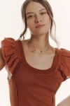 Pilcro Flutter-sleeve Sport Tank Top In Brown