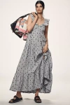 Pilcro Flutter-sleeve Tiered Midi Dress In Blue