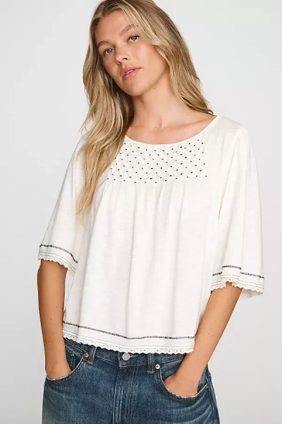 Pilcro Flutter-sleeve Swing Blouse In Ivory
