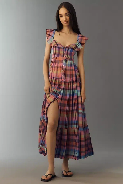 Pilcro Flutter-sleeve Tiered Midi Dress In Multi