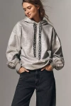 Pilcro Foiled Sequin Hooded Sweatshirt In Silver