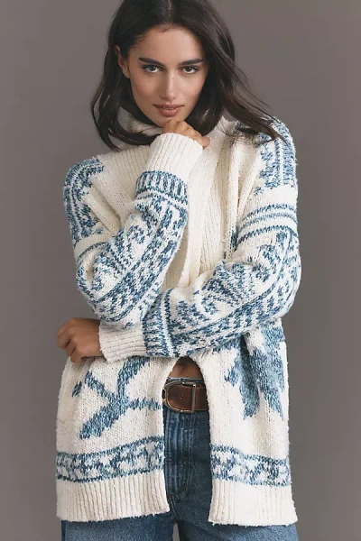 Pilcro Folded Collar Cardigan Sweater In Blue