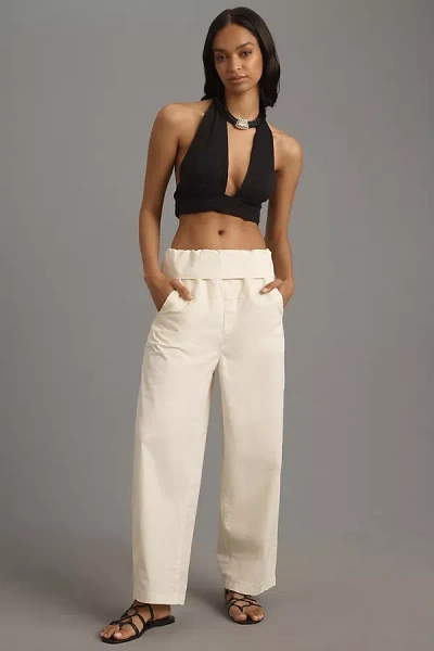 Pilcro Foldover Bowed Belted Wide-leg Pants In White