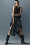 Pilcro Front-ruffle Maxi Skirt In Gray