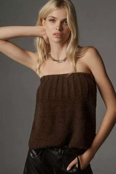 Pilcro Fuzzy Knit Tube Top In Brown
