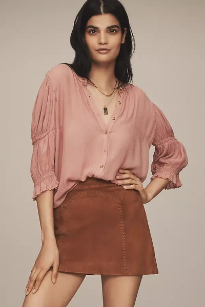 Pilcro Gauzy Bubble Sleeve Buttondown Top
