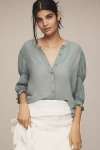 Pilcro Gauzy Bubble Sleeve Buttondown Top