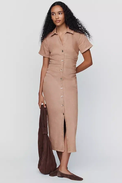 Pilcro Greer Denim Midi Shirtdress In Beige