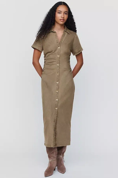 Pilcro Greer Denim Midi Shirtdress In Green