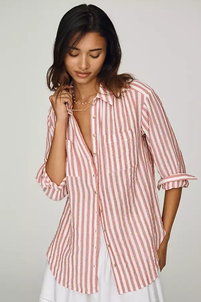 Pilcro Hadley Relaxed Buttondown Shirt By : Striped Edition In Pink