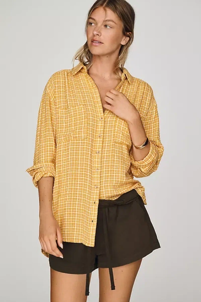 Pilcro Hadley Relaxed Plaid Buttondown Shirt In Orange