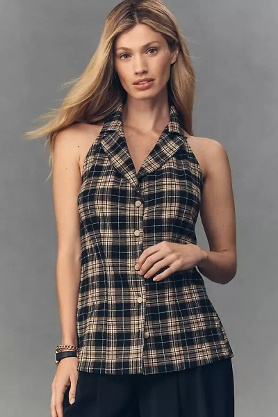 Pilcro Halter Backless Blouse In Black